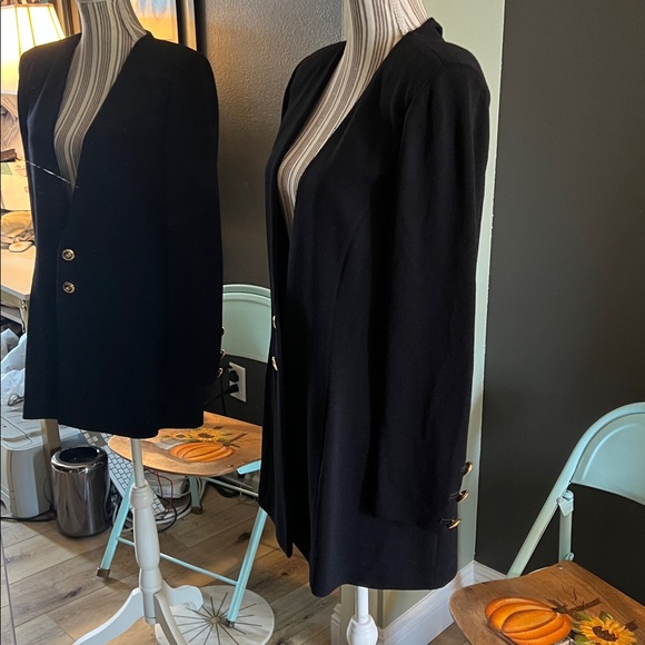 St. John Elegant Black Blazer with Gold Buttons - Picture 7 of 11